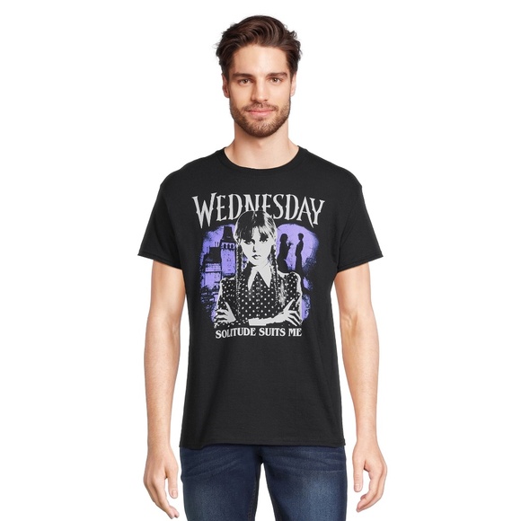 Halloween Netflix Wednesday Graphic Short Sleeve Cotton T-Shirt Plus Size 2XL - Picture 1 of 6